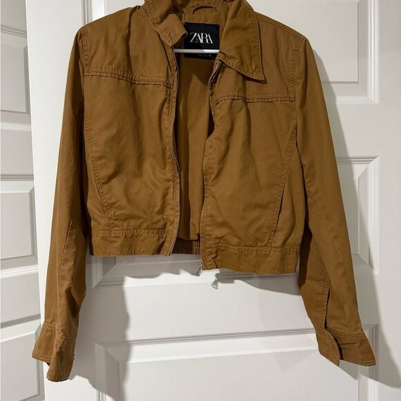 Zara Waxed Cropped Jacket size small - Picture 2 of 4